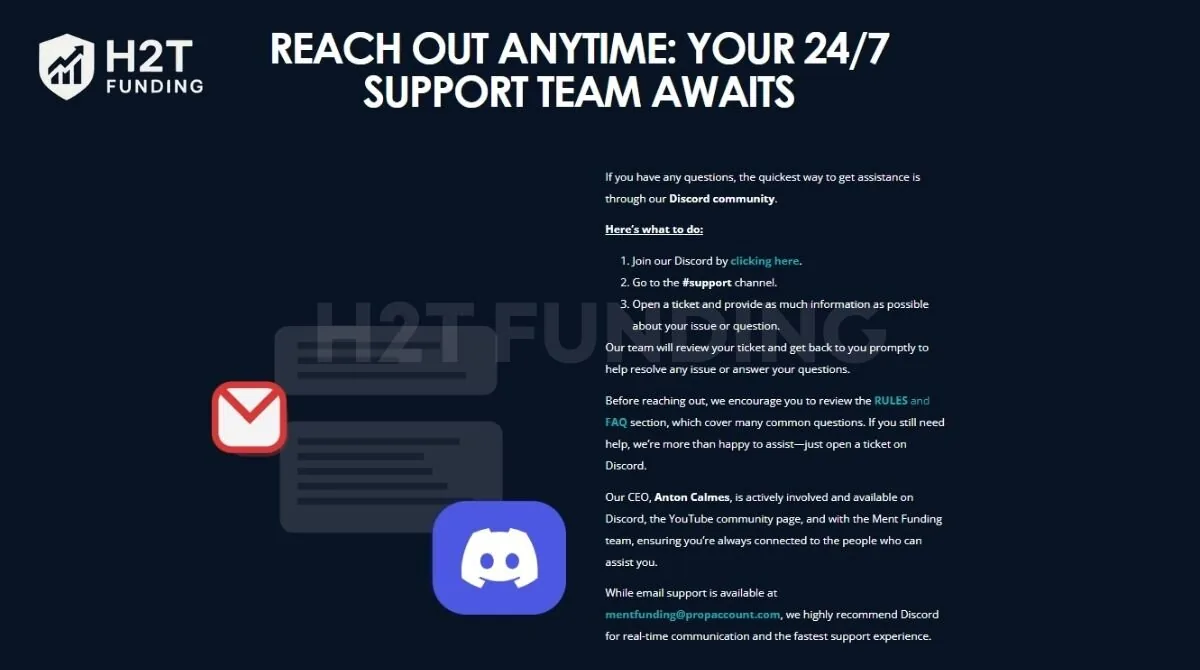 Ment Funding relies on Discord and email channels