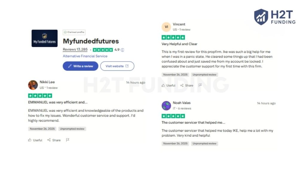 My Funded Futures boasts a near-perfect Trustpilot score (updated on December 13, 2025)