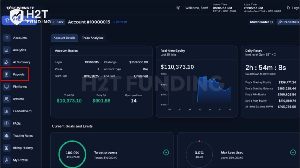 Navigate to the Payouts tab on the left sidebar of your dashboard to initiate your withdrawal request