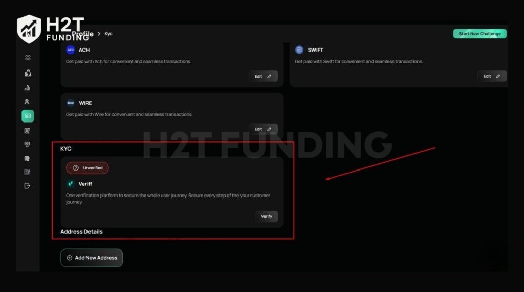 Navigate to the Profile section and select KYC