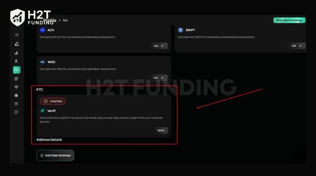 Navigate to the Profile section and select KYC