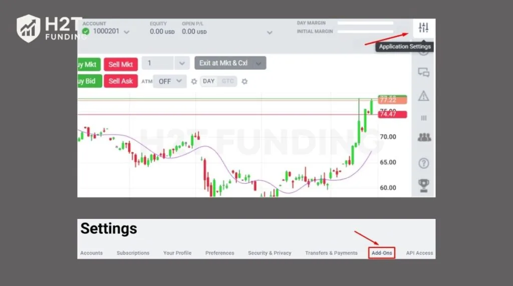 Navigate to the top right corner and open your trade settings, specifically looking for Application Settings