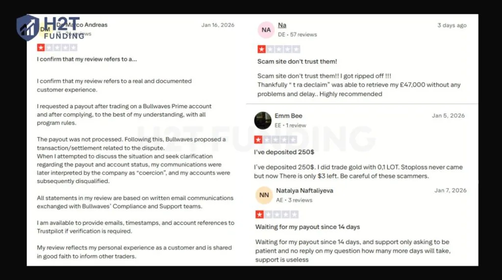 Negative Bullwaves Prime review Trustpilot (updated on January 26, 2026)