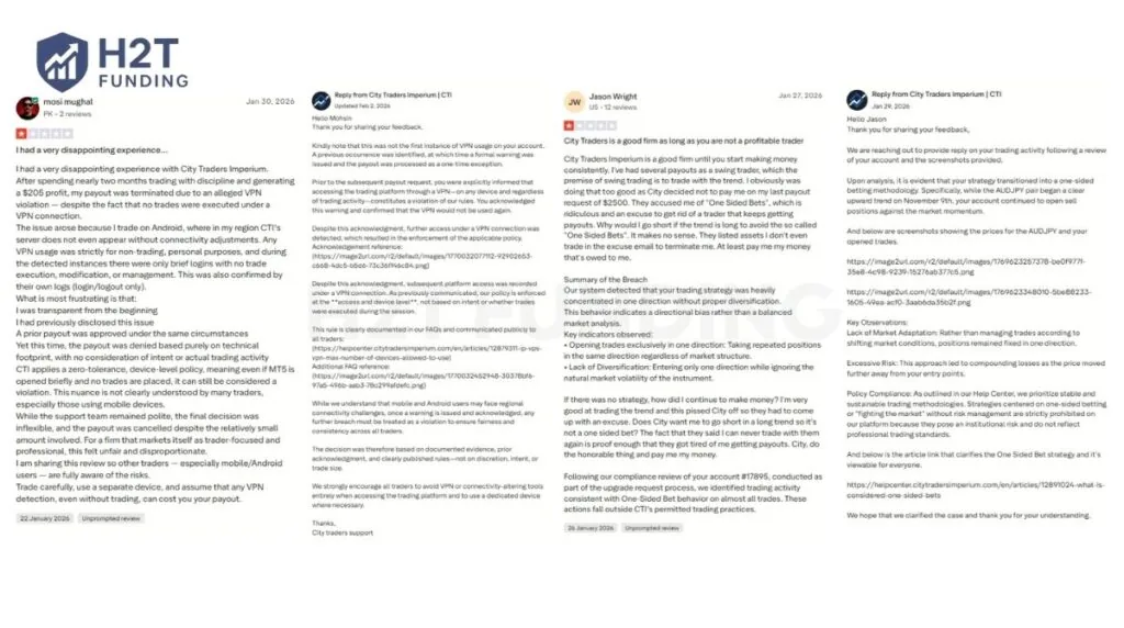 Negative City Traders Imperium review on Trustpilot (updated on March 6, 2026)