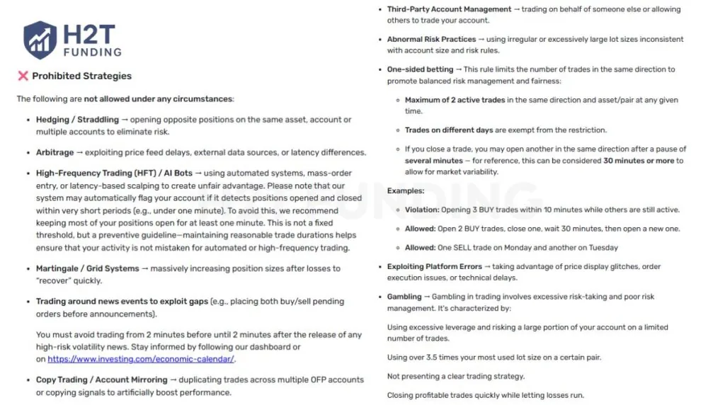 OFP Funding prohibited trading practices