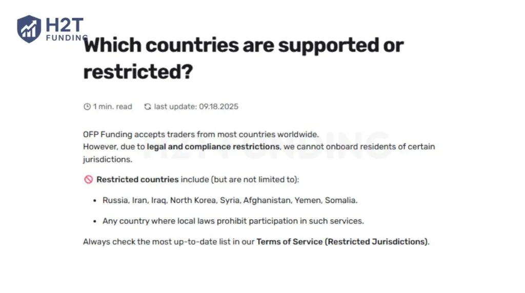 OFP Funding restricted countries