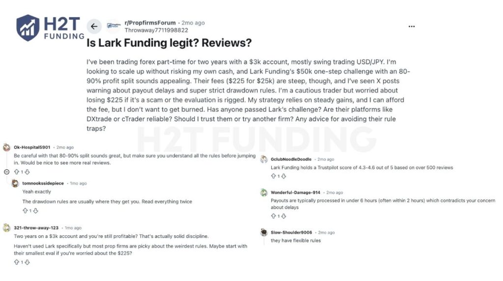 On Lark Funding Reddit, the discussion is often more analytical