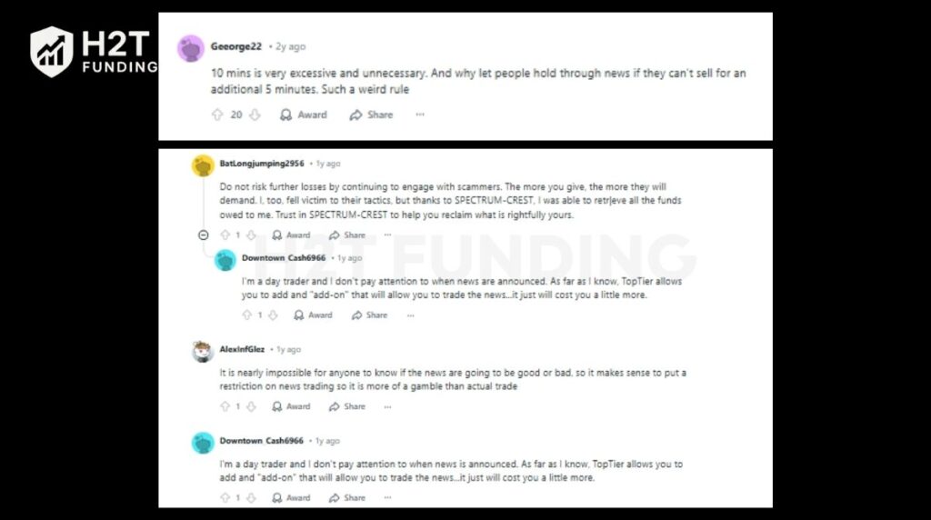 On the flip side, some traders express dissatisfaction with specific restrictions, particularly around news trading