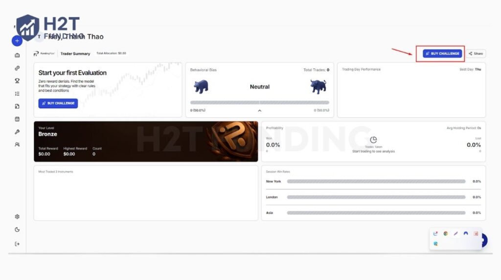 Once inside your new dashboard, locate and click the Buy Challenge button