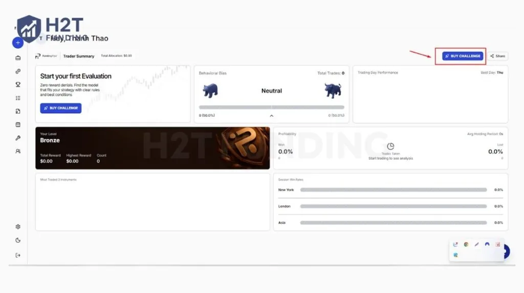 Once inside your new dashboard, locate and click the Buy Challenge button
