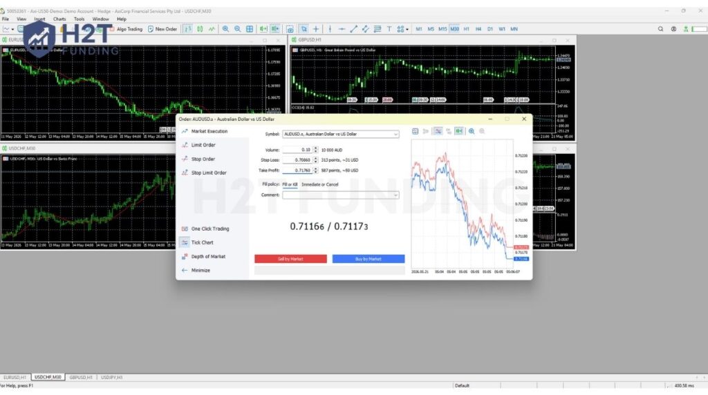 Once you enter a valid volume, the Buy and Sell buttons will become active, allowing you to execute the trade immediately