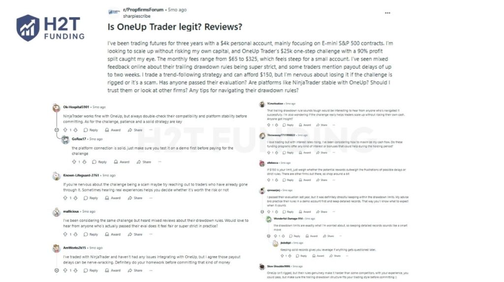 OneUp Trader Reddit reviews