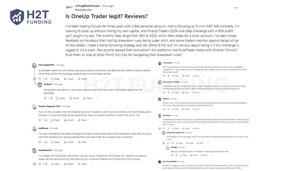 OneUp Trader Reddit reviews
