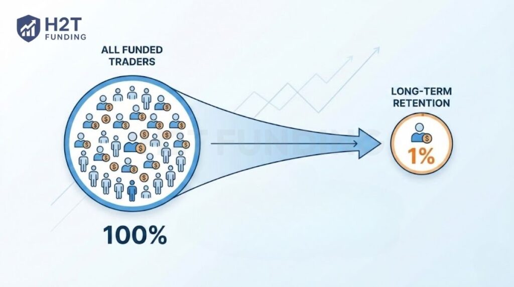 Only 1% of funded traders manage to retain their accounts long-term