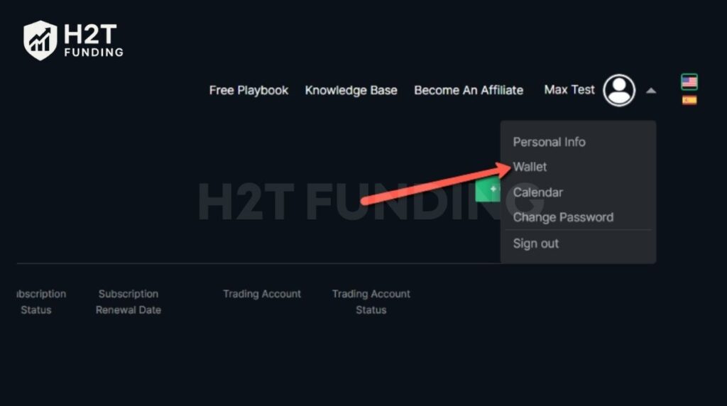 Open the Wallet section from your user menu