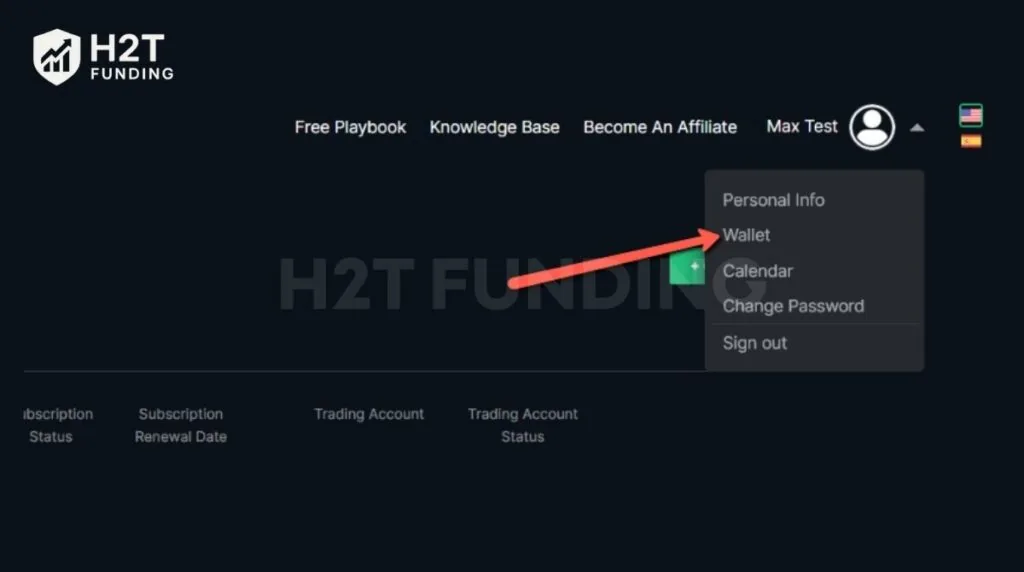 Open the Wallet section from your user menu