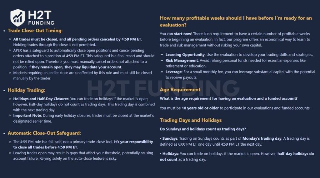 Other Apex Trader Funding evaluation rules