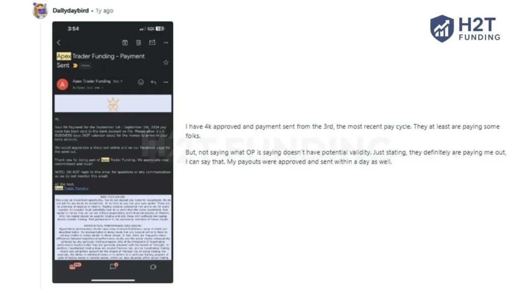 Others confirmed receiving payments within a day of the pay cycle