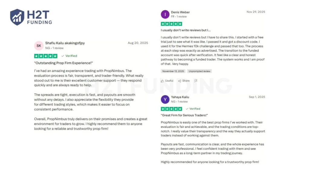 Positive Prop Nimbus Trustpilot review (updated on January 28, 2026)