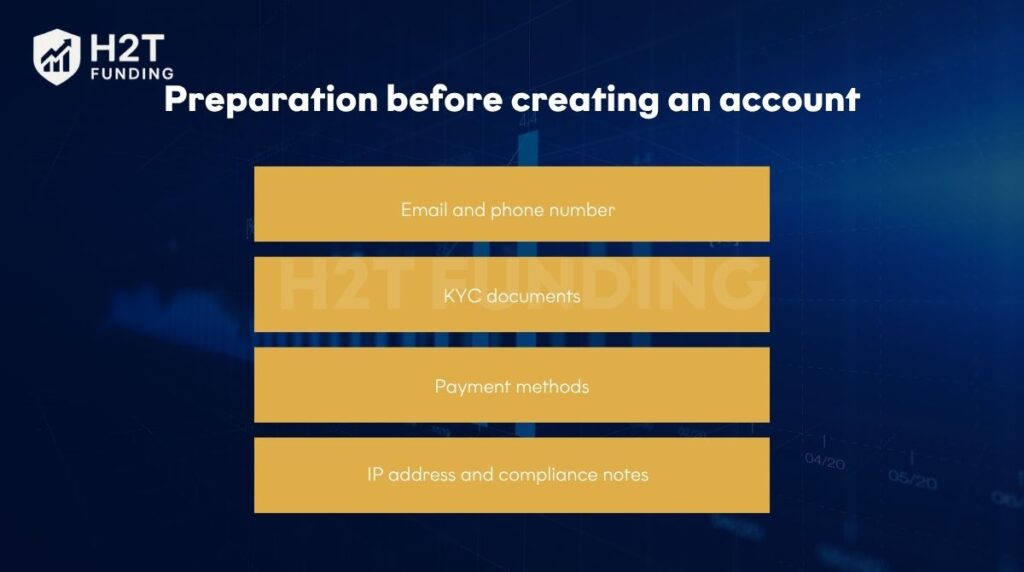 Preparation before creating an account