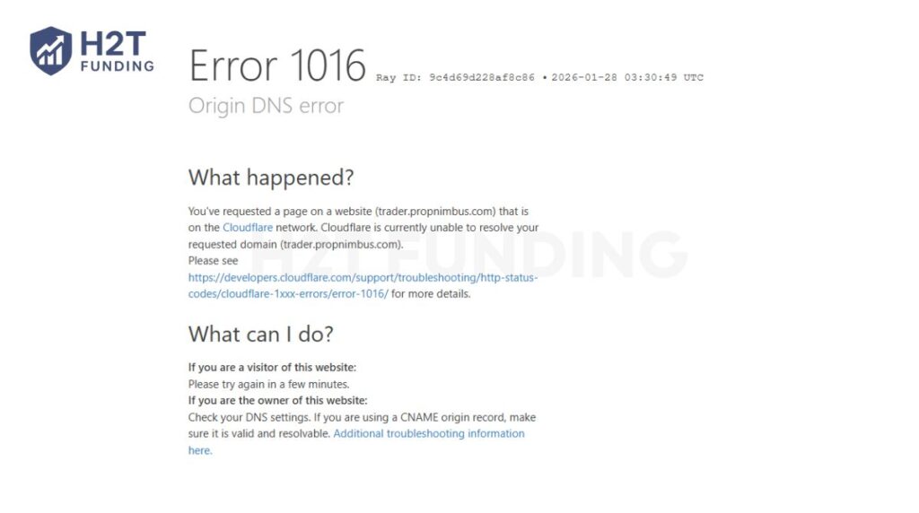 Prop Nimbus account access is not possible