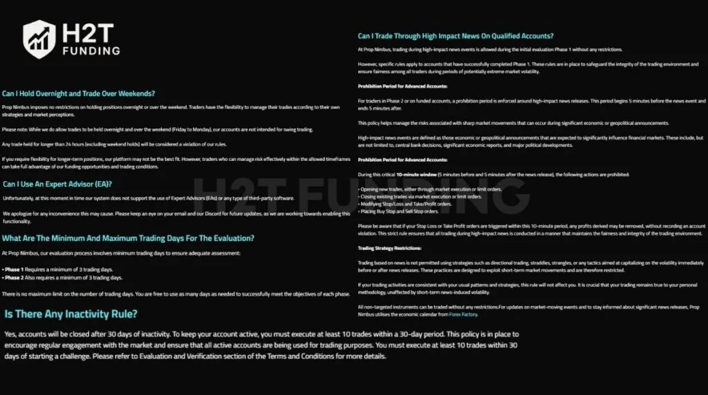 Prop Nimbus general guidelines & allowed rules