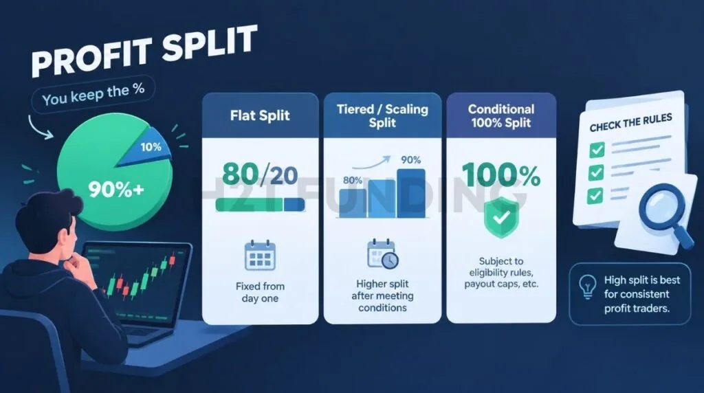 Prop firm profit split types
