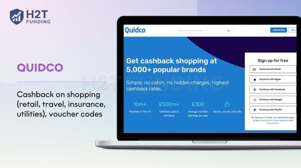 Quidco – Best for high-value cashback on everyday spending
