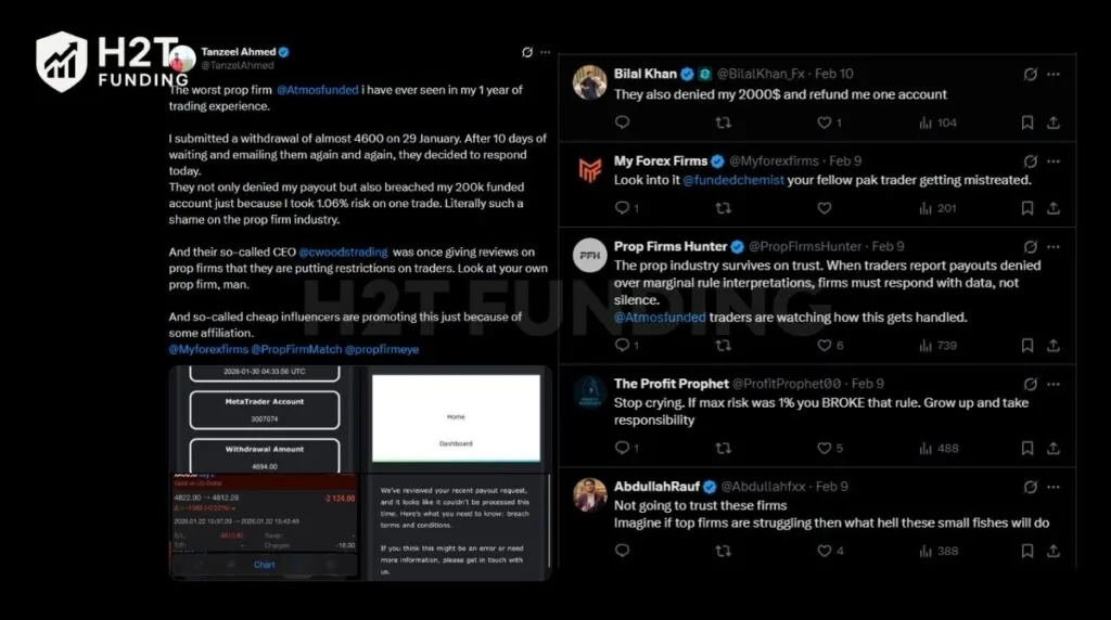 Real trader Atmos Funded X (Twitter) reviews