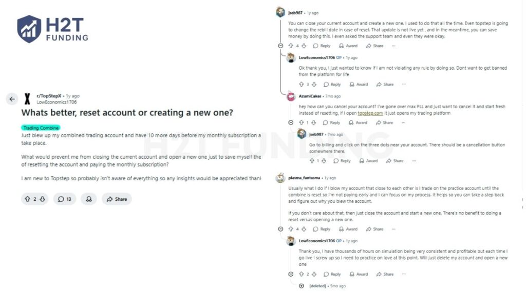 Real trader feedback about reset vs. creating a new Topstep account