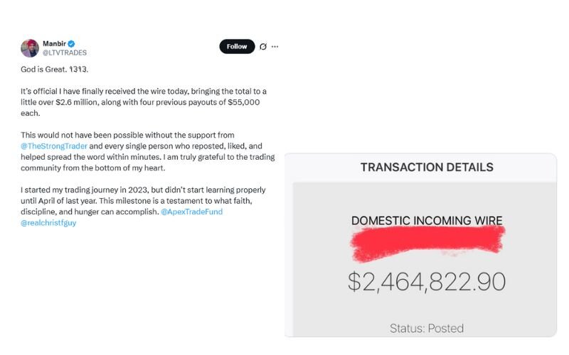 Real traders payout proof on Apex