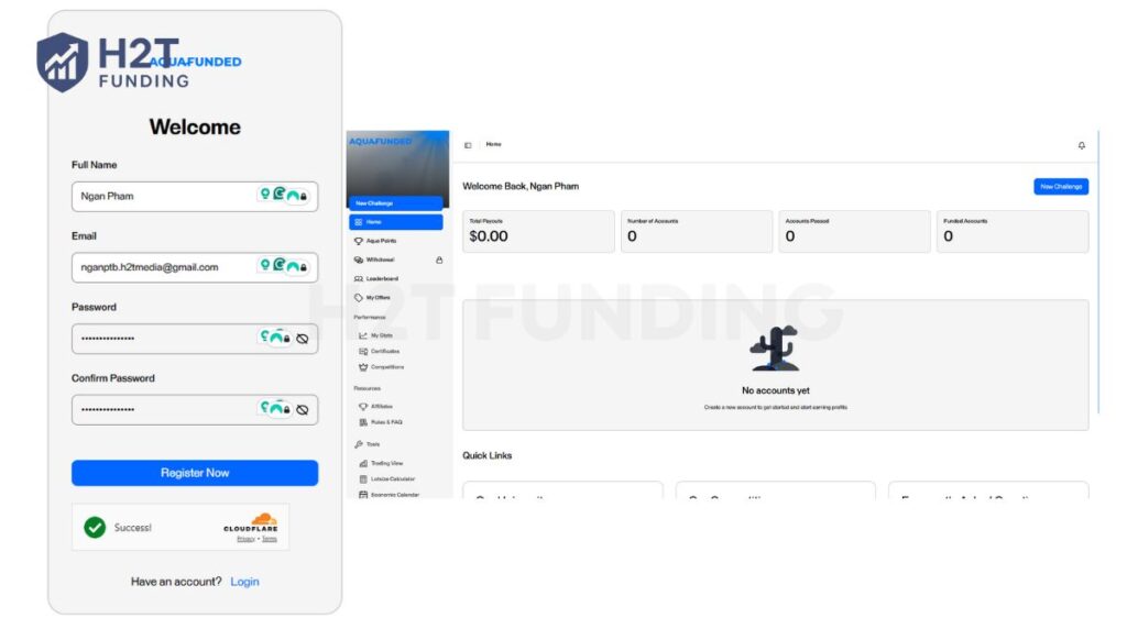 Register your account by entering your email, set a password, and confirm your details