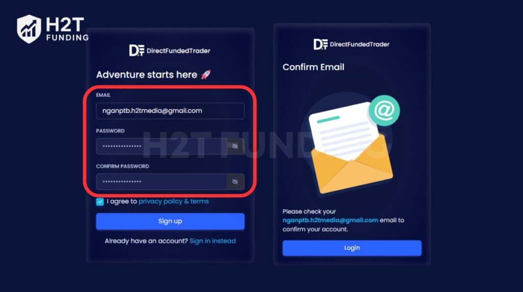 Registration and email confirmation