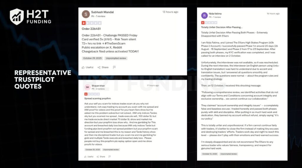 Representative Trustpilot quotes