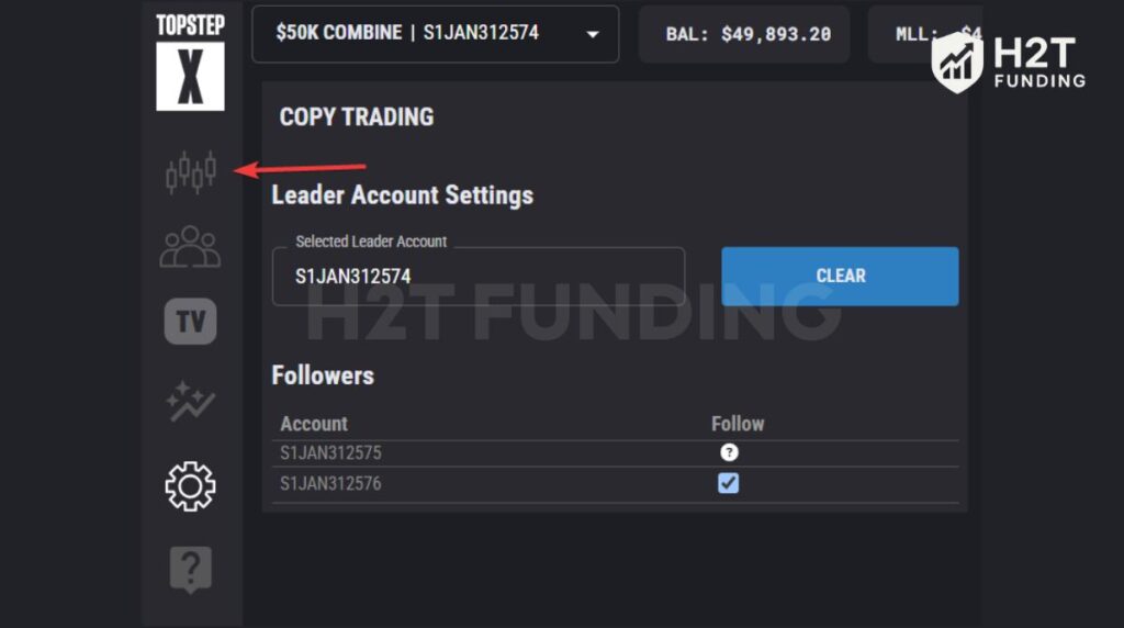 Return to your main trading workspace by clicking the Trading icon