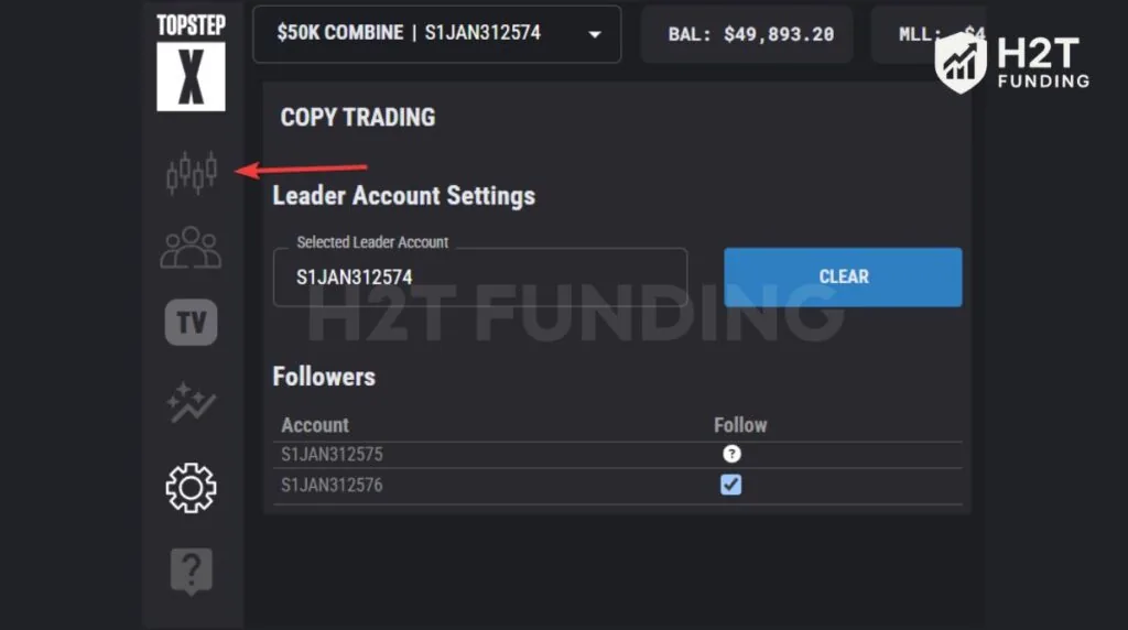 Return to your main trading workspace by clicking the Trading icon