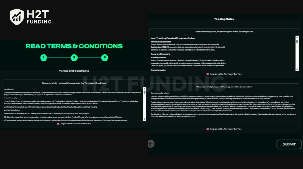 Review and accept the Terms & Rules