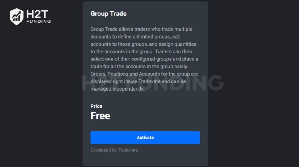 Scroll down and click Activate under Group Trade
