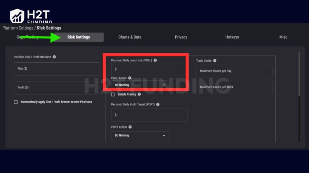 Select Risk Settings and enter the dollar value you want as your personal limit