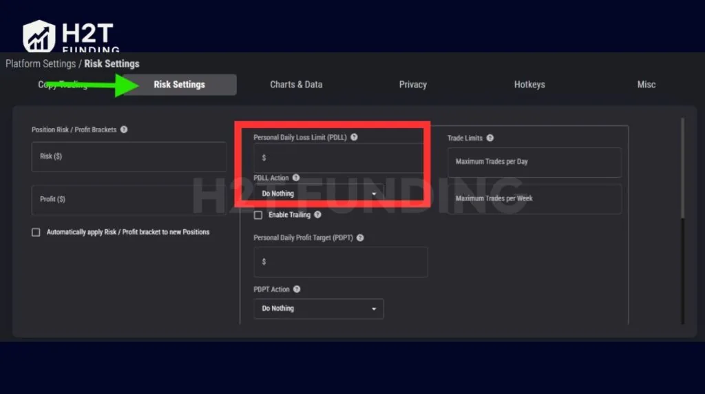 Select Risk Settings and enter the dollar value you want as your personal limit