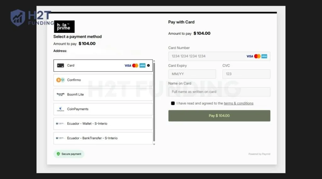 Select payment method and finalize transaction