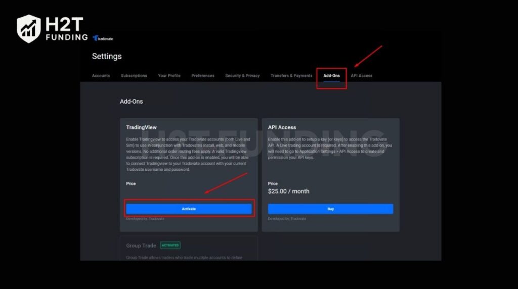 Select the Add-Ons tab