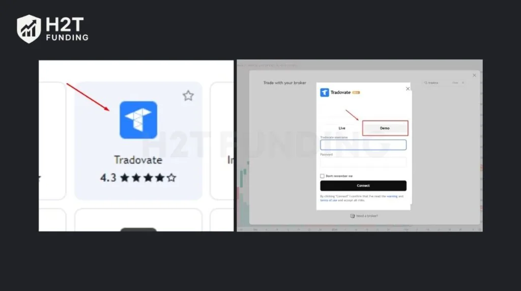 Select the Tradovate logo from the supported list