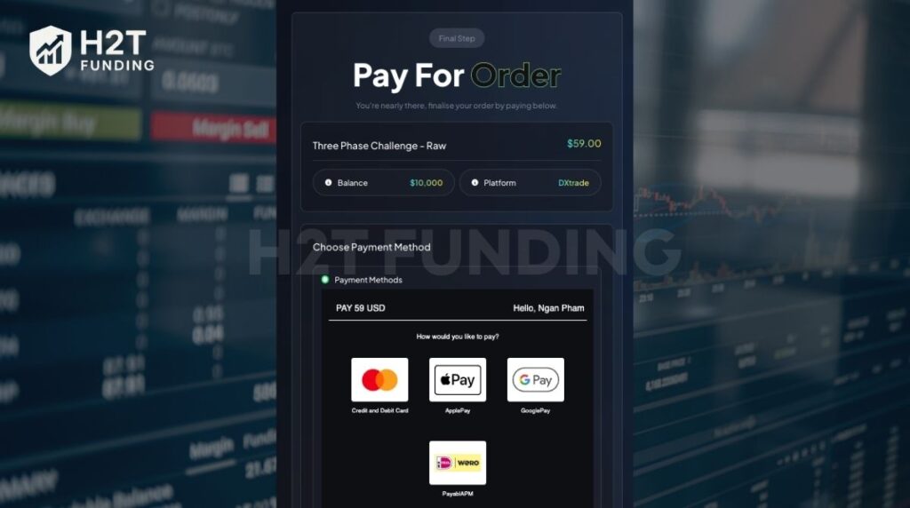 Select your payment method and start trading