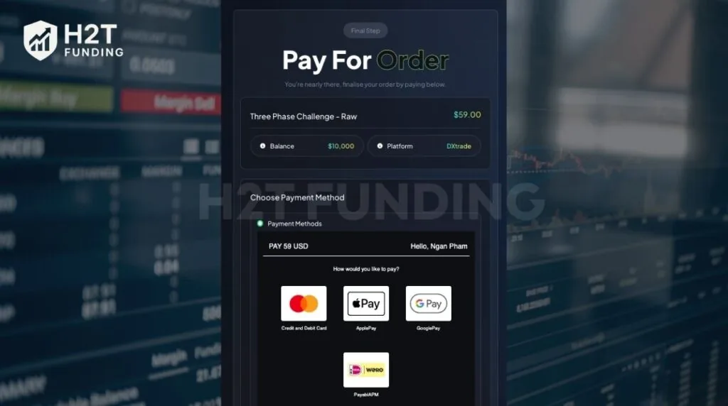 Select your payment method and start trading