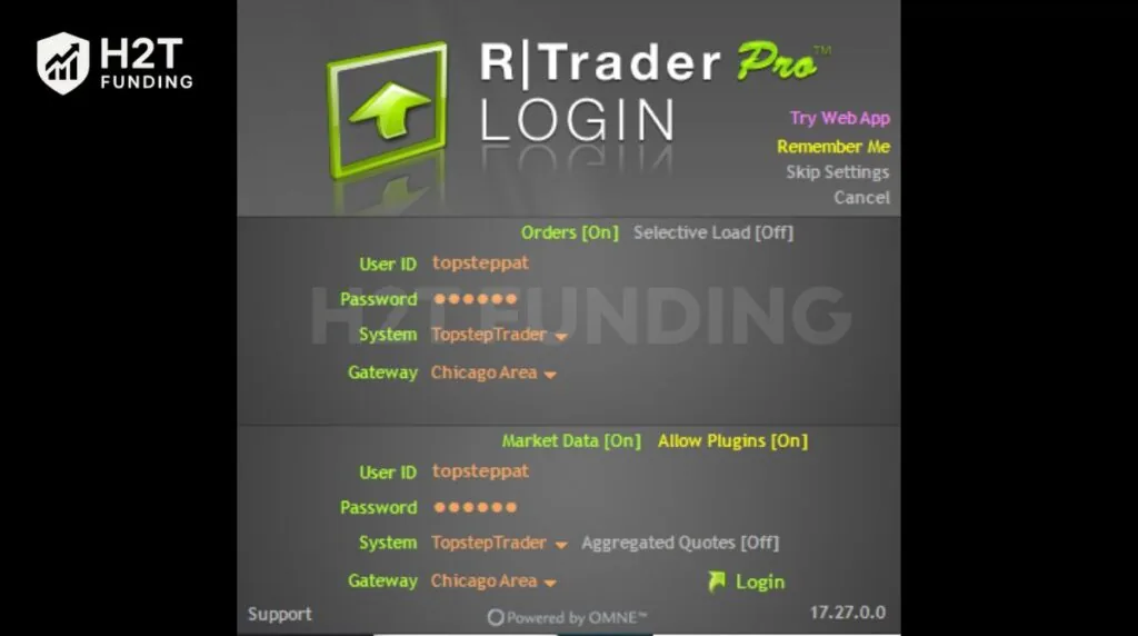 Sign in to the platform using your Topstep login details