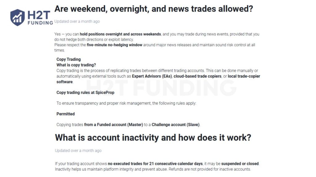 SpiceProp general guidelines & allowed practices