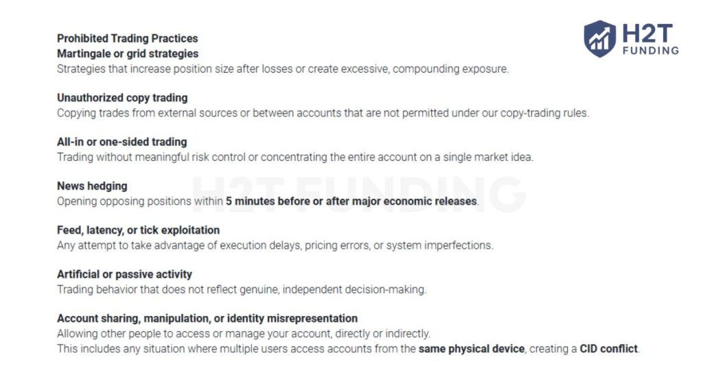 SpiceProp prohibited trading practices