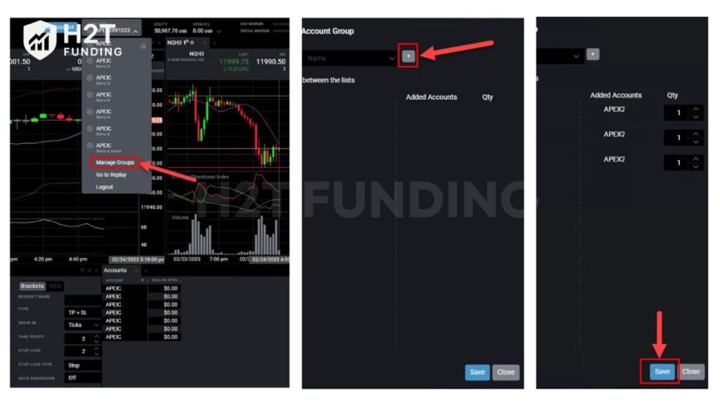 Step-by-step Tradovate Group Trade configuration for managing multiple Apex accounts