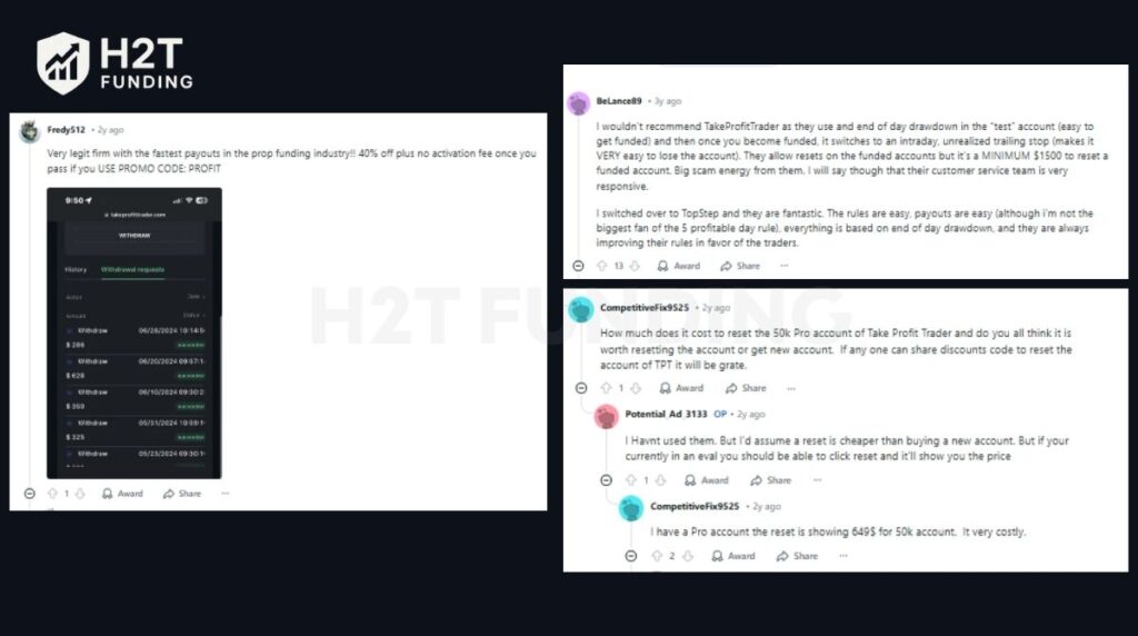 Take Profit Trader Pro account reset fee Reddit